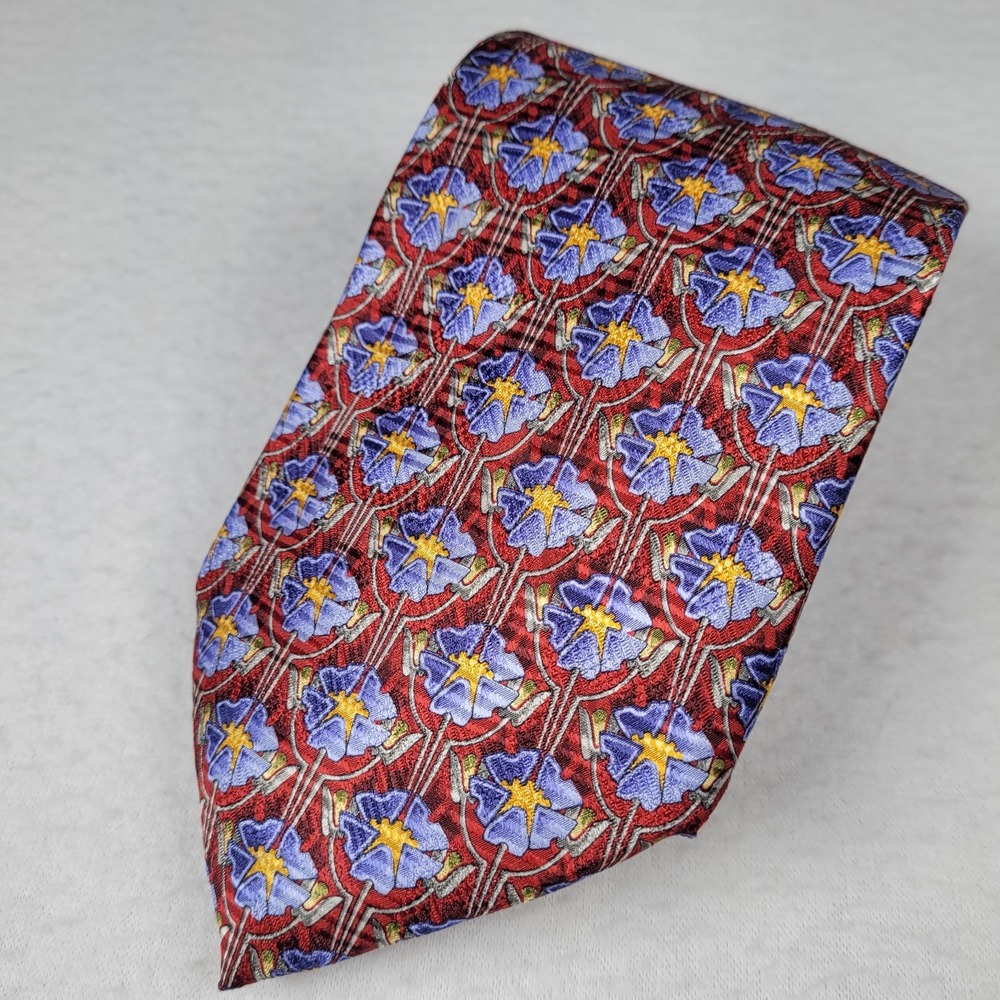 ROBERT TALBOTT BEST OF CLASS SILK TIE MADE IN USA BURGUNDY, GOLD & PURPLE